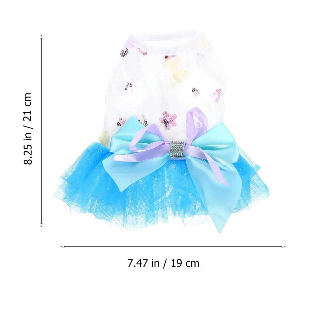Dress Summer Mesh Sequin Dot Flower Tutu Skirt Small Puppy Clothes Party Apparel Dog Princess Costume H260129