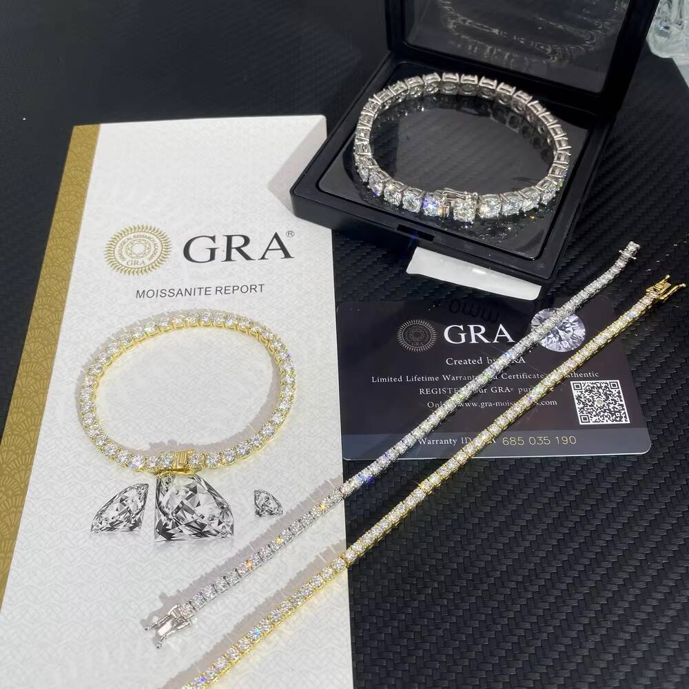 Custom Rapper Moissanite Bracelet Clustered Clasp 2mm 3mm 4mm 5mm 65mm Diamond Iced Out Moissanite Bracelet Bangle for Couple