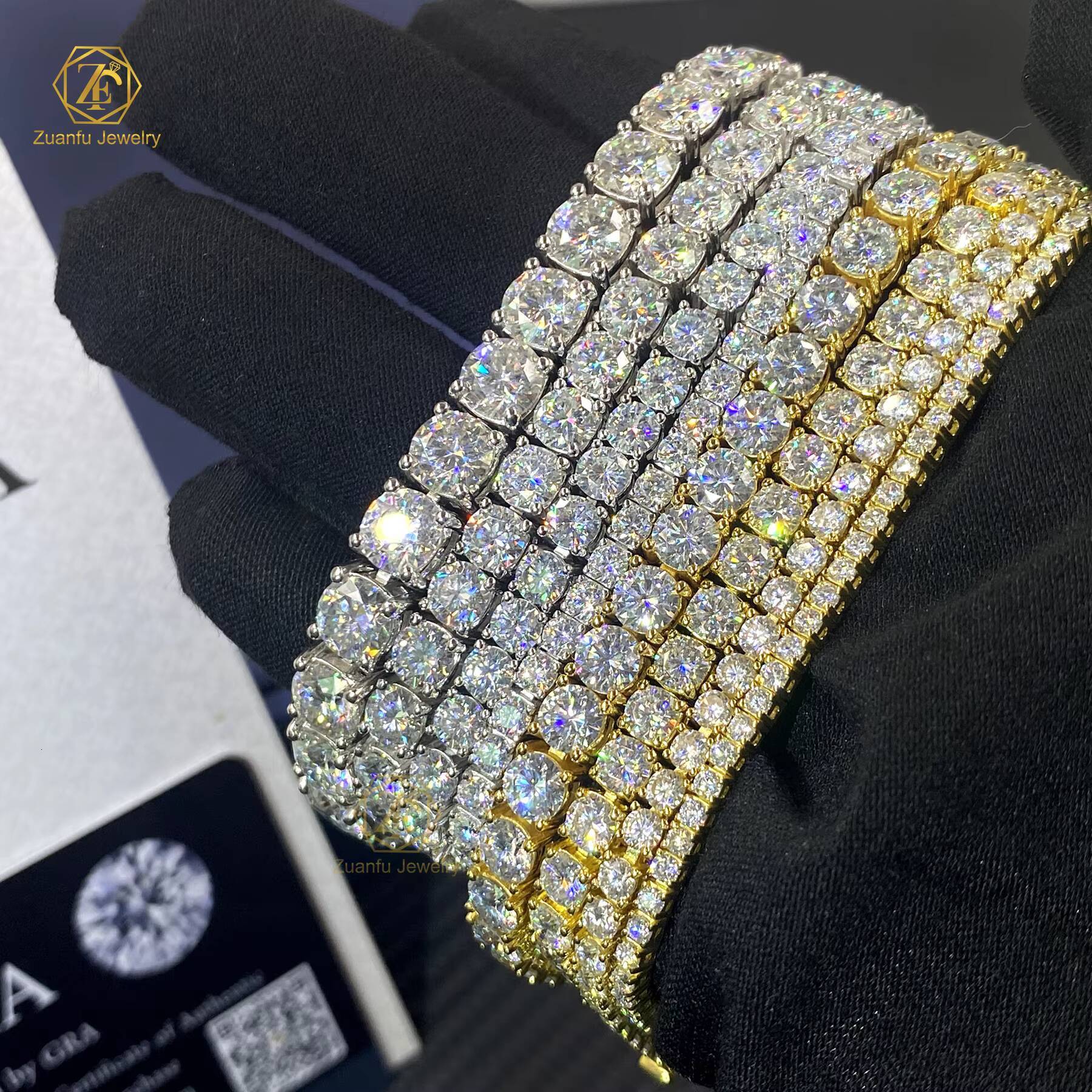 3mm 4mm 5mm Hip Hop Chain Bracelet Pass Diamond Tester Silver 925 Vvs Moissanite Tennis Chain Women Mens Bracelets