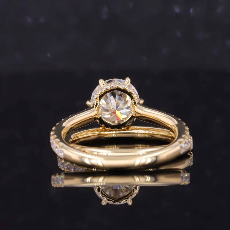 STARSGEM Mossanite Jewelry 14k Solid Gold Eternity Band Engagement Wedding Rings Set