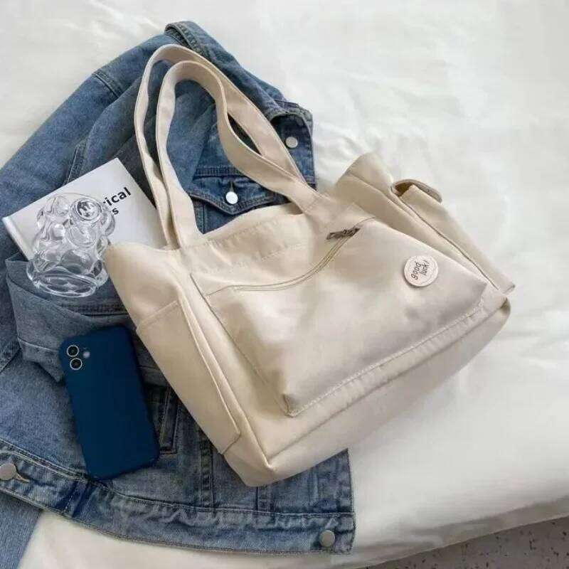 Women's Fashion Shoulder Class Large Capacity Student Tote 2024 New Canvas Commuter Handbag Women Bag