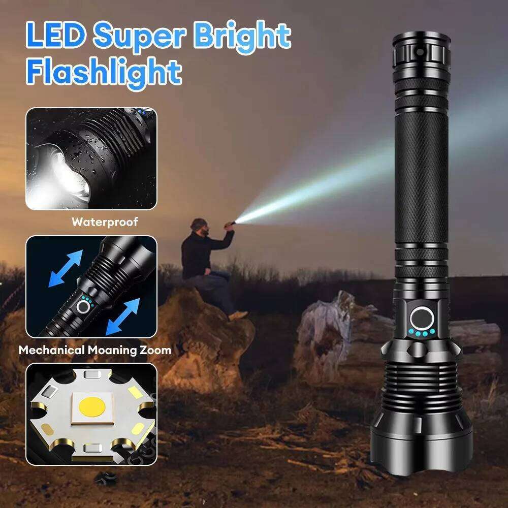 High Power LED Flashlight Super Bright Lantern Zoom Tactical Torch USB Rechargeable Powerful Hand Lamp Camping Outdoor Fishing H260131