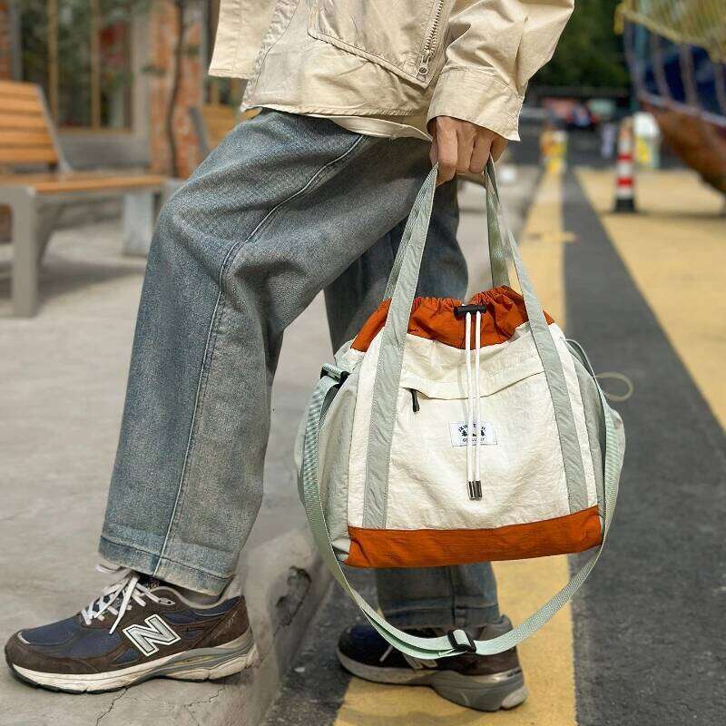 New Winter Texture Versalite Crossbody Bags Large Capacity Color Block Simple Bucket Lightweight Casual Fabric Shoulder Bag XJ260131