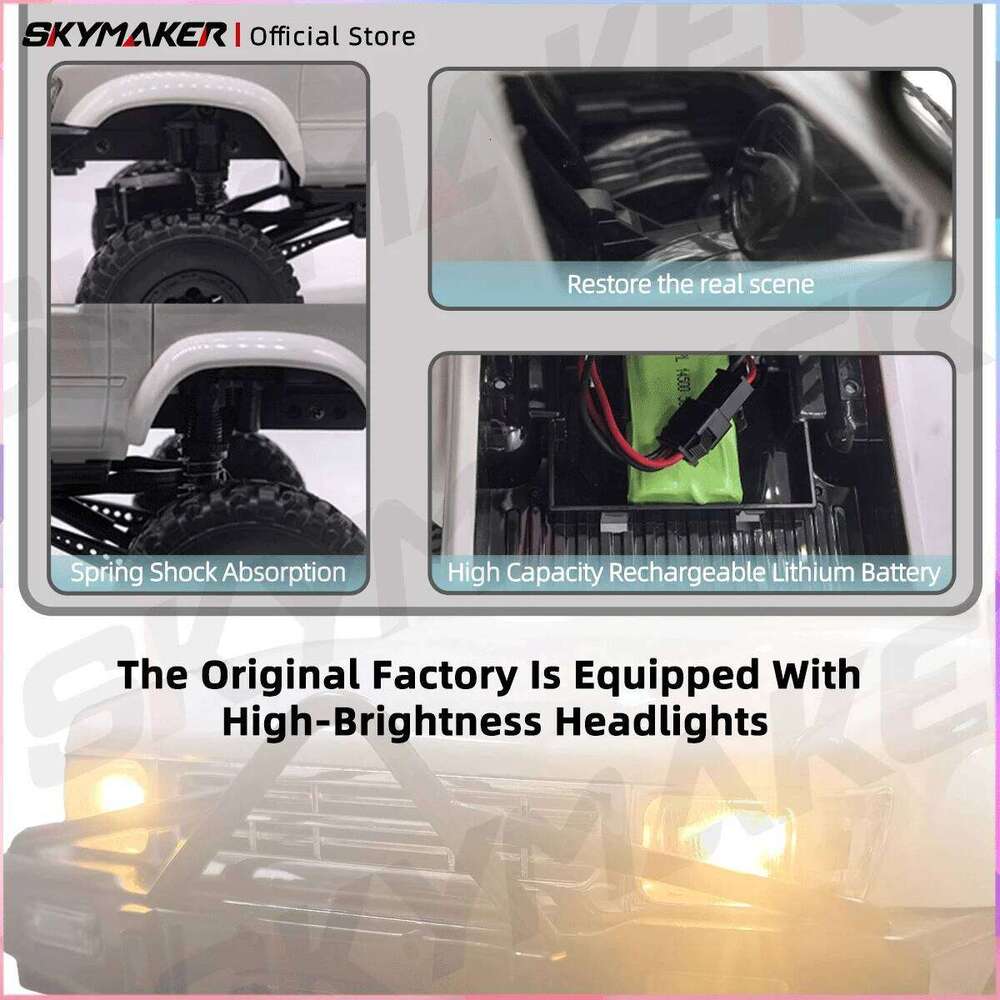 WPL C64-1 RC Car 1:16 Hailax 2.4G 4WD Remote Control Pick-up Truck Controllable LED Light Electric Toy Off-Road Vehicle Mode Y260131