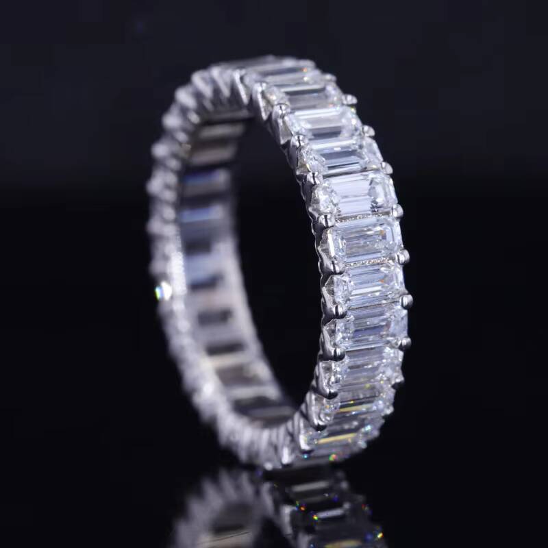 Hip Hop Ring 10k 14k 18k Solid Gold Emerald Cut Lab Grown Diamond Asscher Cut Entenity Ring