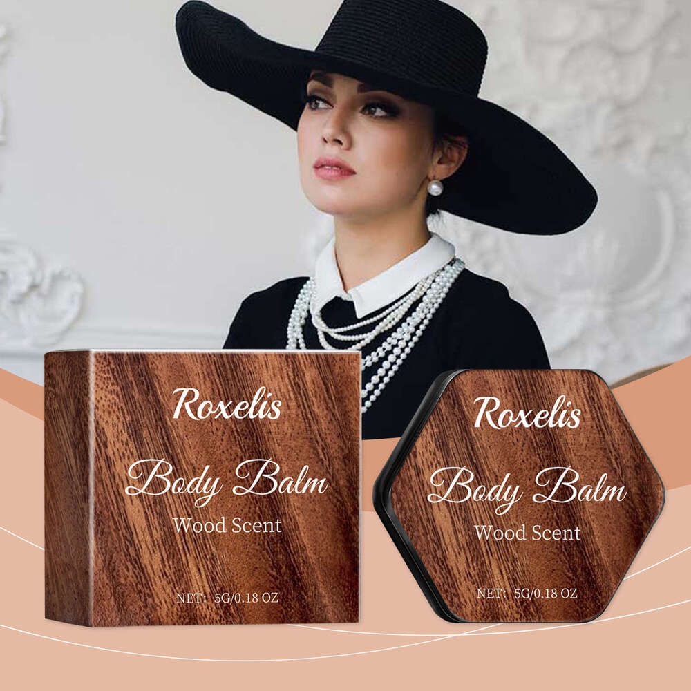 Roxelis Ebony Wood Elegant Light Scent Refreshing Non-Sticky Long-Lasting Portable Charm Pocket Fragrance Body Balm S260131
