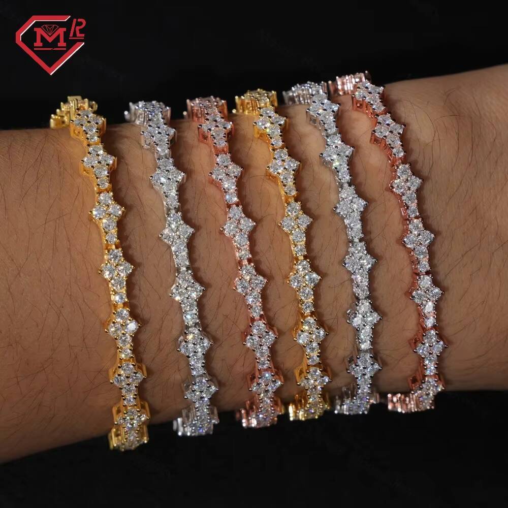 Moissanite Cross Tennis Bracelet S925 Yellow Gold/Rose Gold/Silver VVS Iced Out Custom Moissanite Bracelet