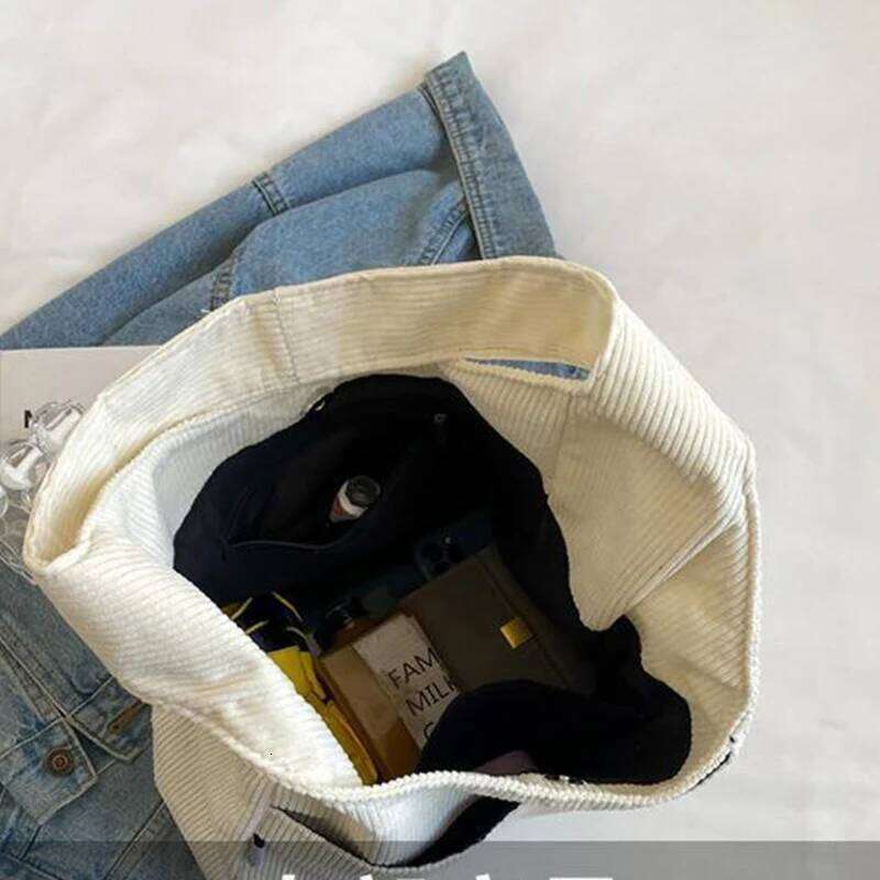 Causal Shoulder Bags for Women Corduroy Reusable Shopping Totes Large Capacity Female Travel Top Handle Handbag Girls Books Pack XJ260130