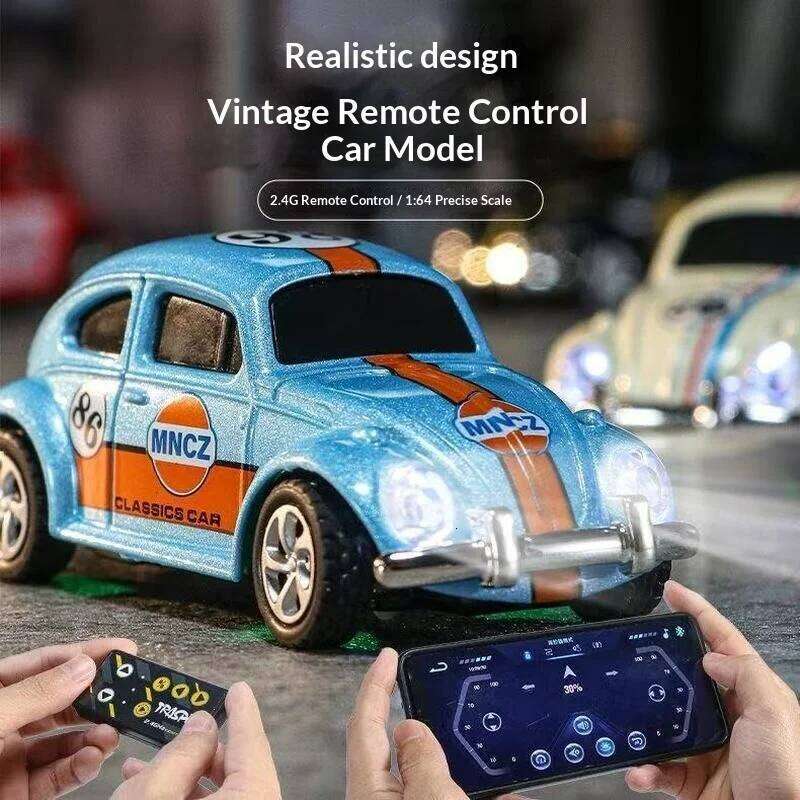 Mini Retro Beetle Remote Car Bluetooth Phone Control Adjustable Speed Drift Alloy Children's Toy Y260131