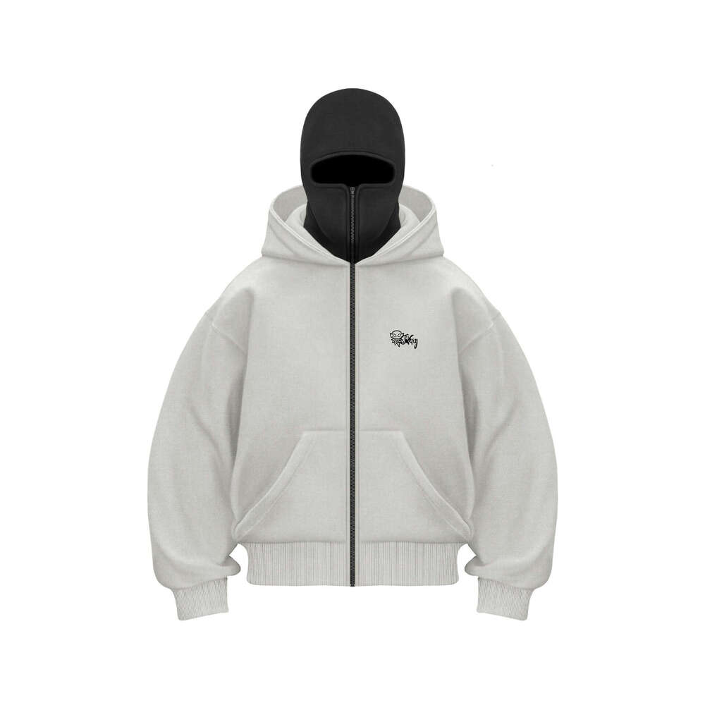Cross-Border Trendy Brand Fleece-Lined Double Hood Unique Design Hooded Autumn Winter New Unisex Loose Y2K Sweatshirt