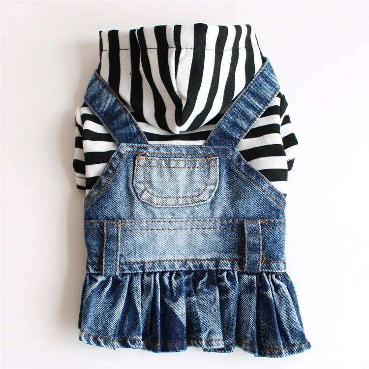 Suspender Spring Autumn Pet Clothes Winter Striped Denim Dress Dog Dresses for Small Dogs H260129