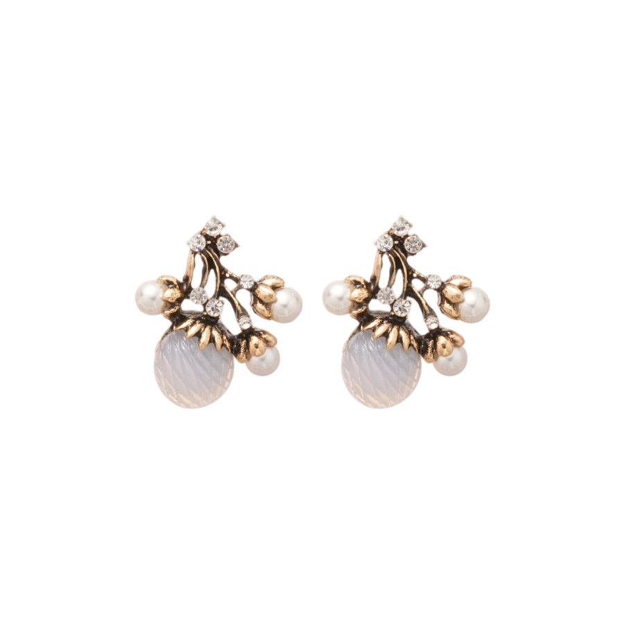 Inlaid Diamond Flower Pearl Earrings Necklace Vintage Elegant Niche Temperament Jewelry Set Light Luxury High-end Feel Accessories for Women - view 9