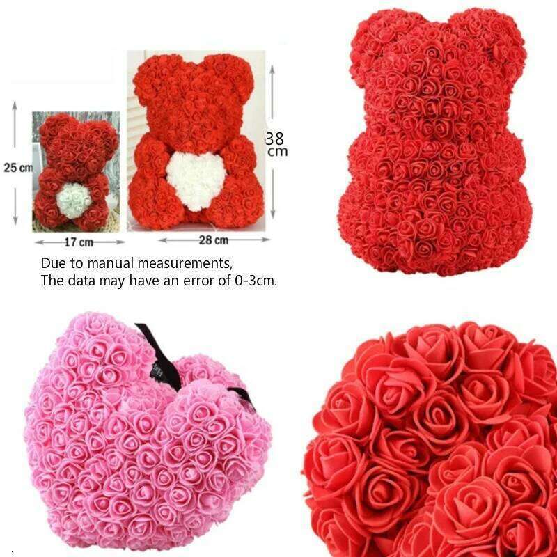 Christmas Decoration Valentine's Day Flower Birthday Gift Teddy Bear Simulation Rose Y260131