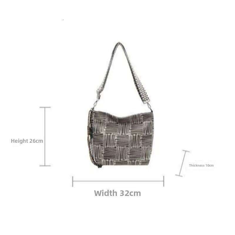1pcs Korean Style Large Canvas Crossbody Women, Wide Strap Spacious Tote, Chic Autumn Winter Shoulder Bag XJ260131