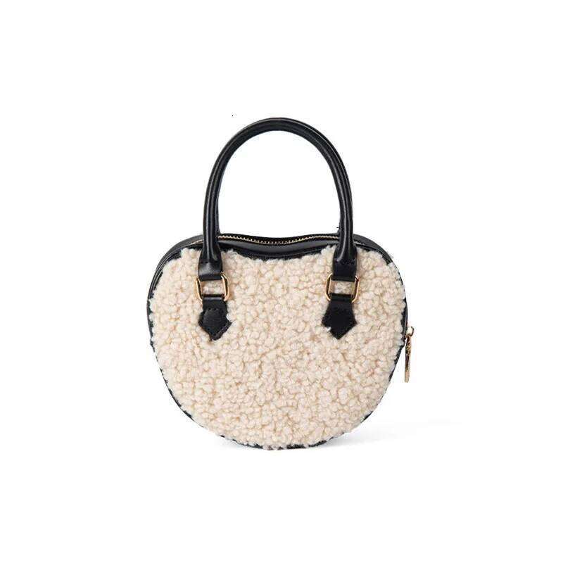 Fashionable Winter Faux Fur Apple Heart Shape Women's Handbag Luxury Design Soft Plush PU Leather Warm Fluffy Boston Shoulder Ba XJ260131