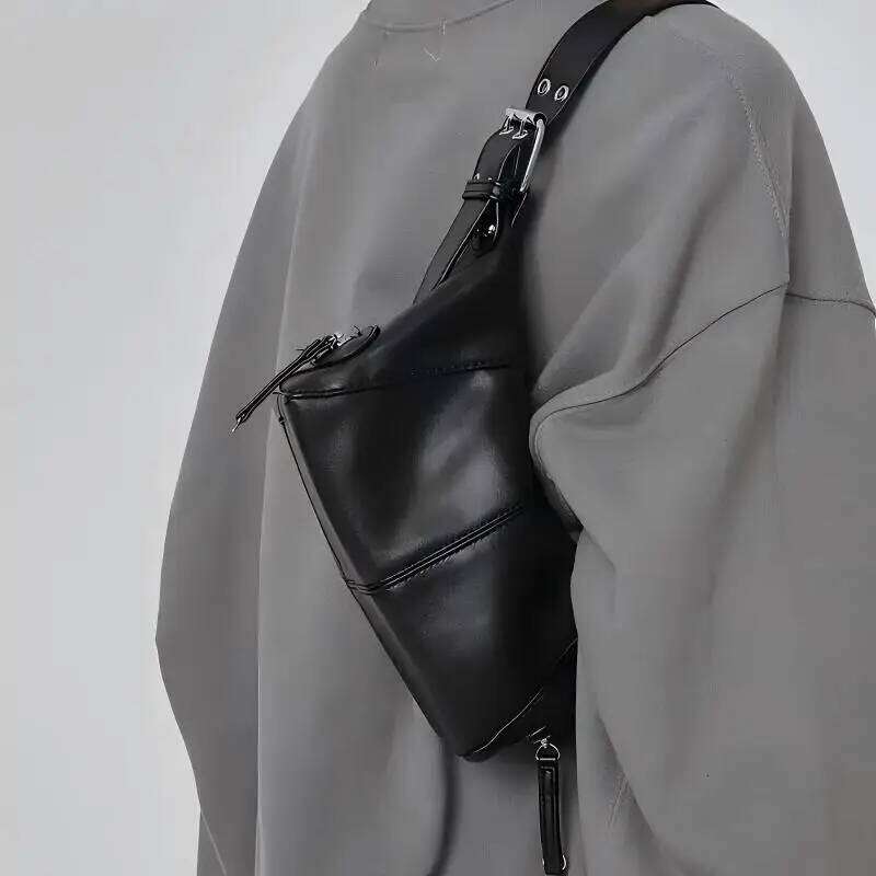 Women's Cool Drag Style Underarm Stick Bag Niche Design Leather Zipper Single Shoulder Handbag