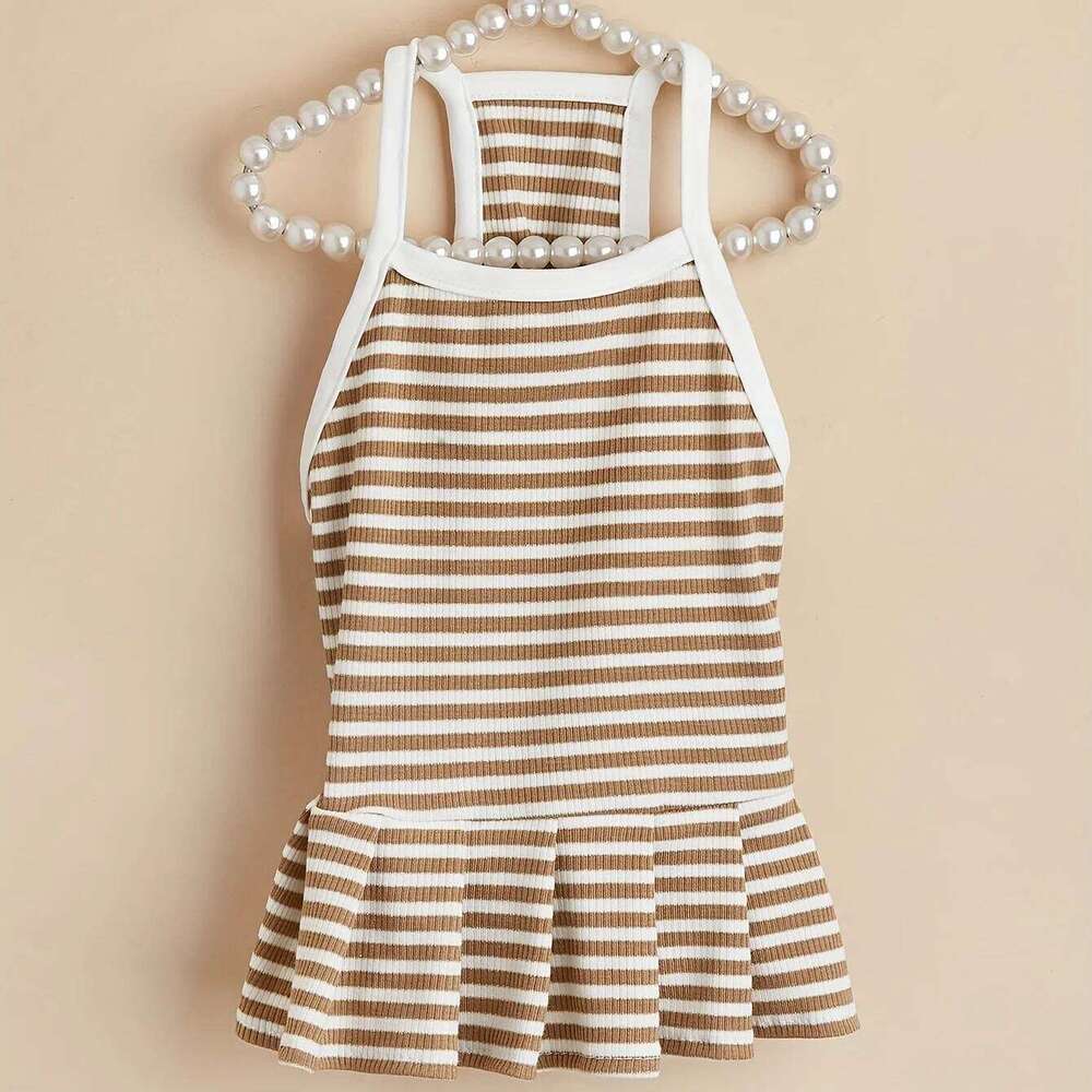 Striped Pet Dress Clothes with Ruffled Hem Summer Princess Girl Dresses Costume for Cats & Small Medium Dogs Puppy Daily Party H260129