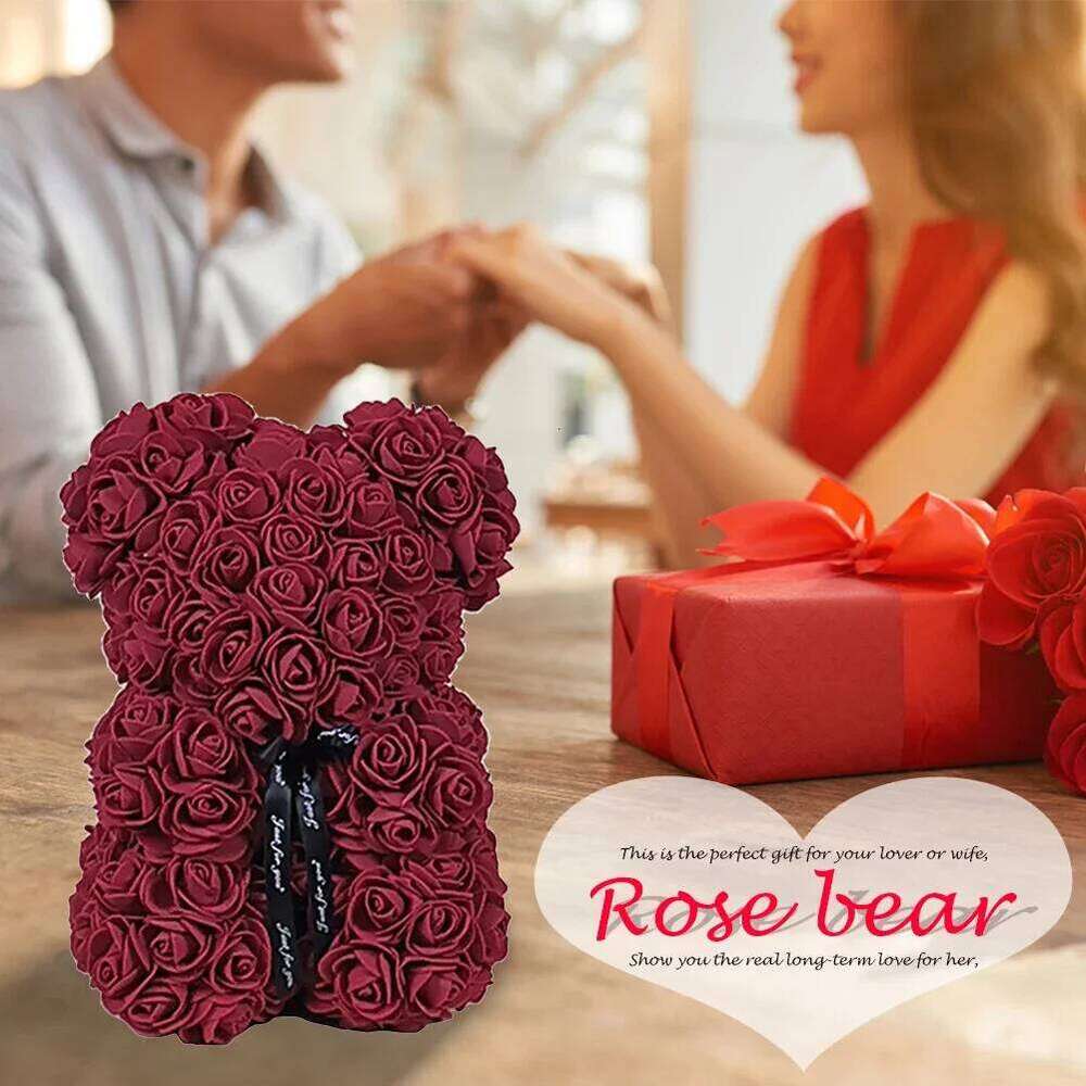 24CM Teddy Artificial Flower Rose of Bear Christmas Decoration for Home Valentines Women Gifts Support Dropshipping Y260131