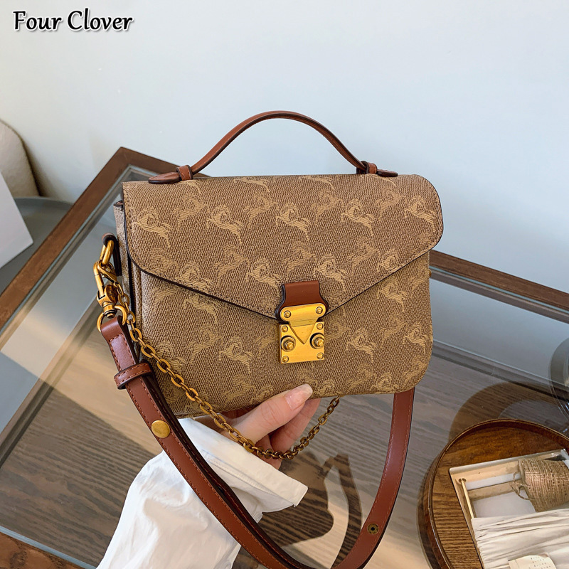High-end messenger bag, new stylish retro large-capacity tote, fashionable printed mini square bag, high-quality luxury handbag, versatile crossbody s