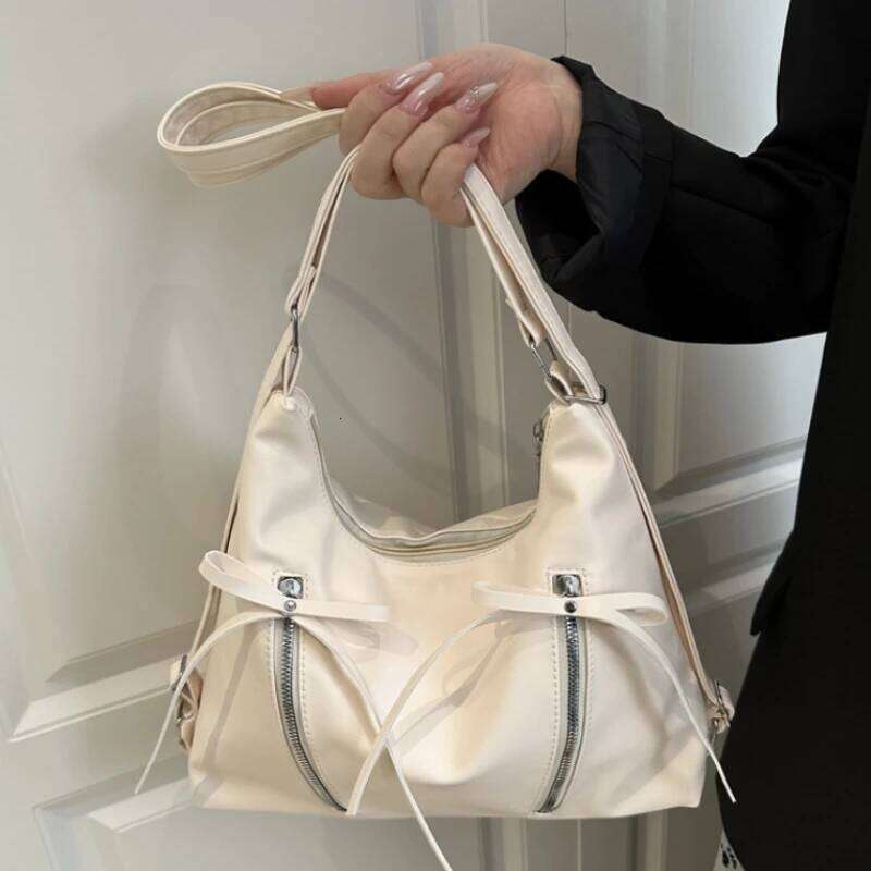 All-match Silver Bowknot Shoulder Large Capacity Korean New Style Tote Fashion Elegant Bow Crossbody Bag Daily XJ260130