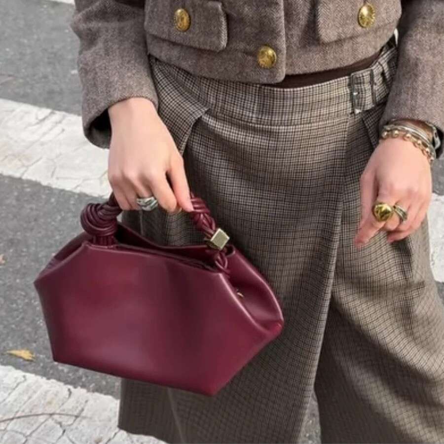 Korean Style Hexagonal Handbag 2026 New Woven Handheld Vintage High-Quality Texture Single Shoulder Crossbody Bag JINXIANGGUO