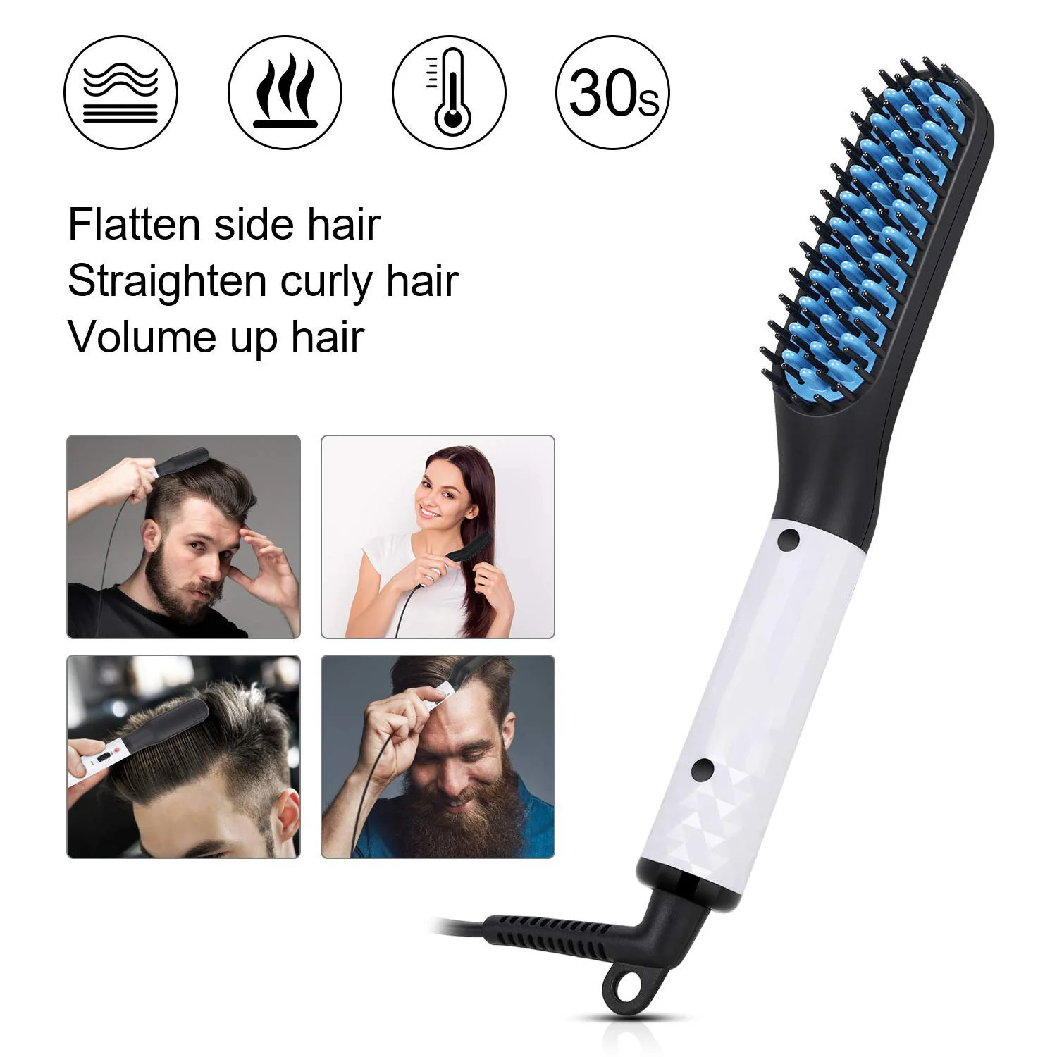 Man Hair Comb Brush Beard Straightener Multifunctional Hair Straightening Comb Hair Curler Fast Heating Styling Tools 260126