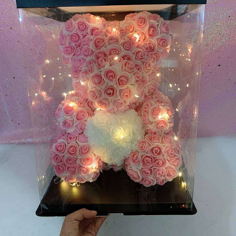 Double Color 25/40cm Teddy Heart Artificial Flower Rose Bear For Women Valentine's Wedding Birthday Christmas Gift Y260131