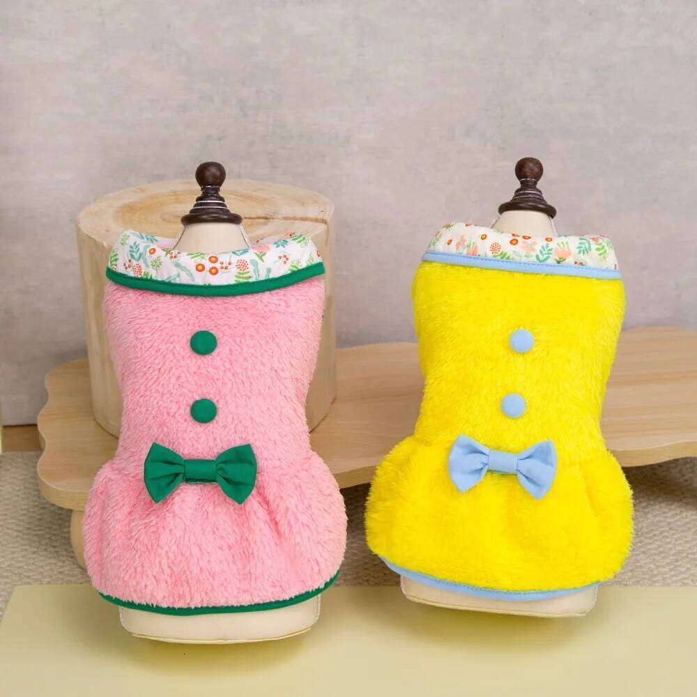 Cute Puppy Winter Dress Princess Warm Pet Clothes Cat Outfit Skirt Autumn Small Medium Dog Coat H260129