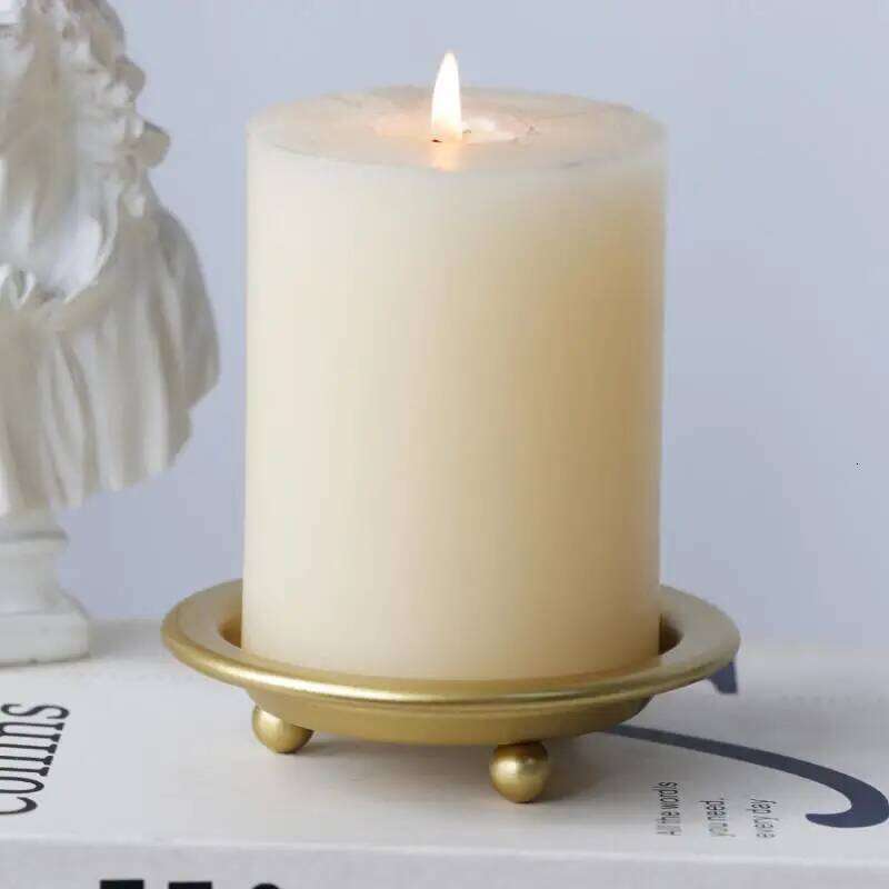 New 2/1PC Iron Black Gold Tray Base Wedding Party Holiday Banquet Decorative Holder Art Gifts Cup Candle Y260131