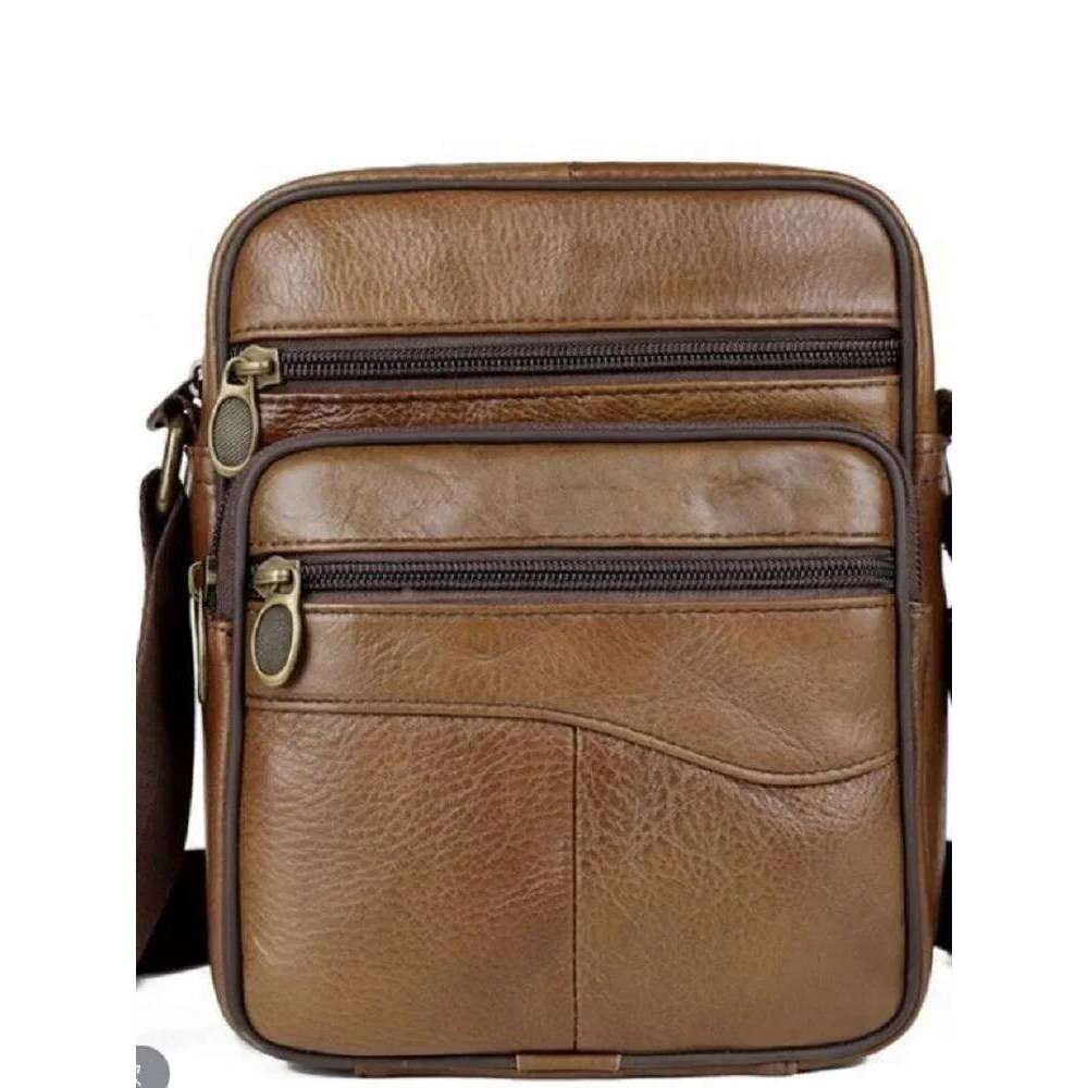 first layer cowhide men's single-shoulder genuine leather small crossbody business casual mobile phone bag XJ260131