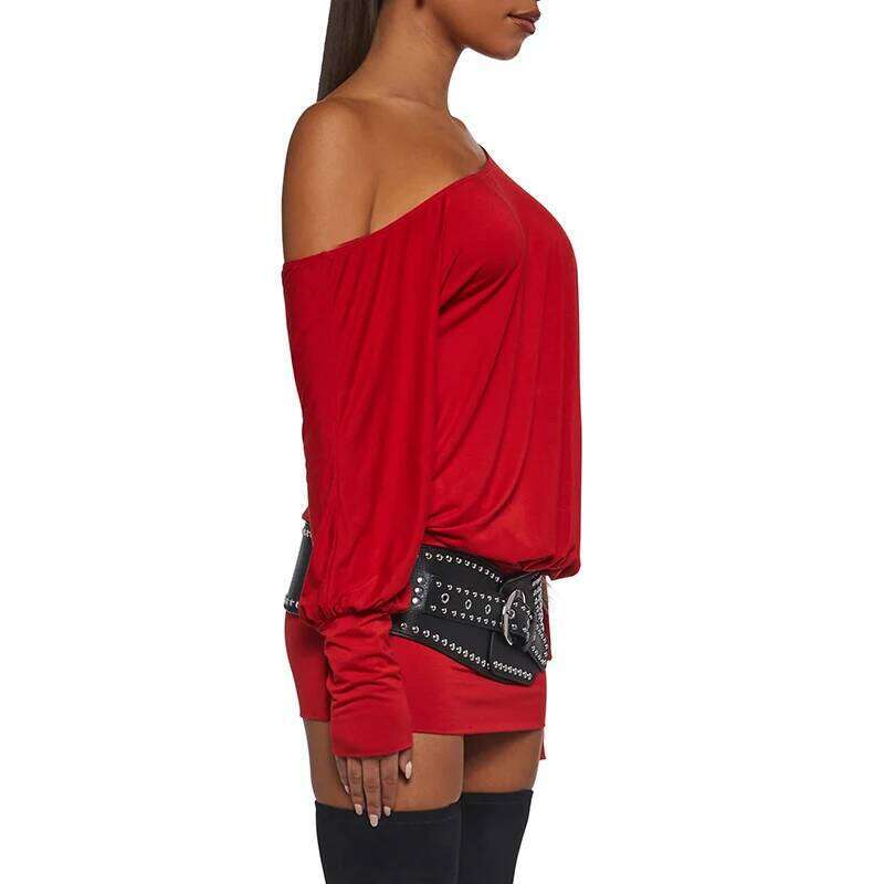 European and American backless sloping collar hanging solid color loose dress spicy girl office lady casual style Y2K XJ260131