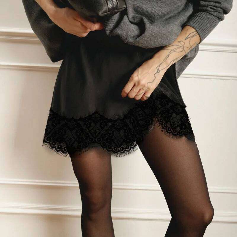 Fashion Satin Summer Mini Skirt Female Elegant Lace Trim Loose Y2k Skirts Streetwear XJ260131