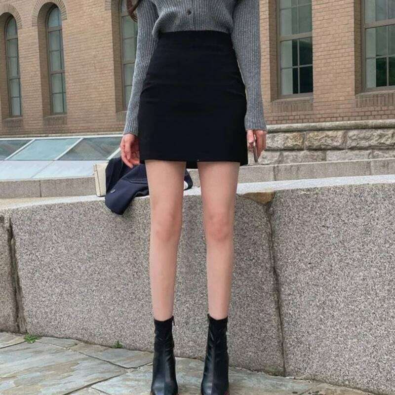 OL Professional Style One Step Skirt Short Women Autumn New Solid Temperament Simple High Waist Zipper Tight Wrap Hip Half Skir XJ260131