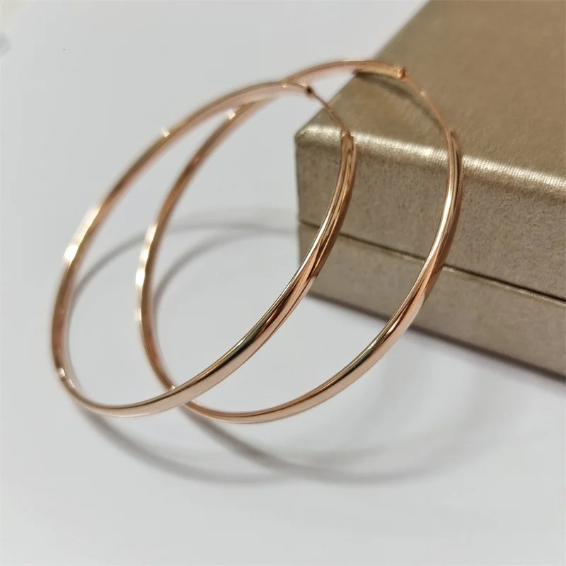 Senlissi - 18K Gold Plated Hoop Earrings For Women 925 Sterling Silver 30mm Fashion Earring C K 3/4/5/6/7CM 260126