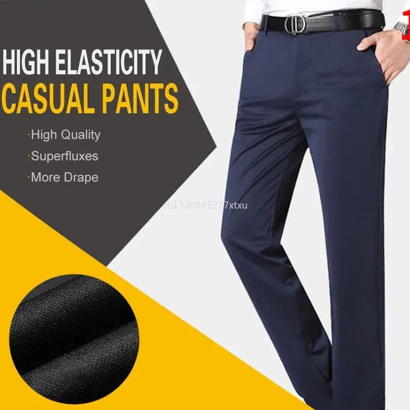 High Stretch Mens Classic Pants Spring Summer Casual Waist Trousers Business Drop 260120