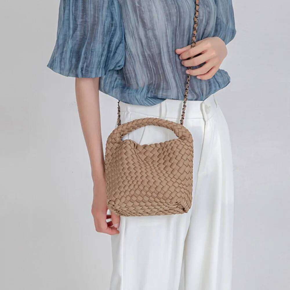 2025 new woven diving material mini bucket shoulder crossbody bag exquisite, cute, high-end handbag fashion