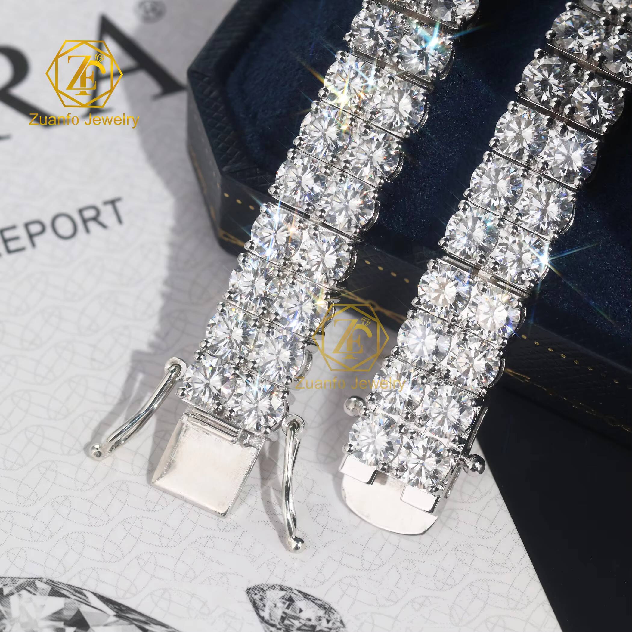 GRA Certificated 925 Silver Double Rows Tennis Chain Gold Plated 5mm5mm Moissanite S925 Jewelry Bracelet for Men Women