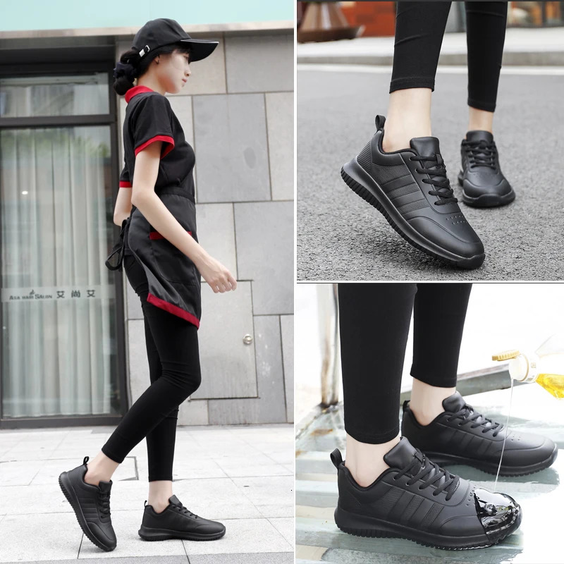 Chef shoes four season soft-sole anti-slip oil-proof waterproof portable kitchen work shoes fashion plus size casual mens shoes 260126