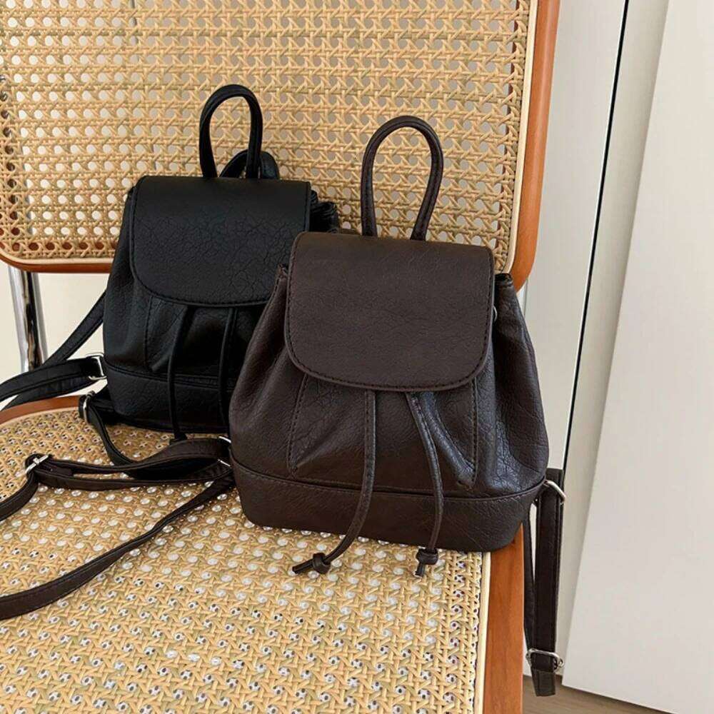 Students Women Travel School Dual Shoulder Bag 2025 New Versatile PU Leather Cute Fashion Backpack for College