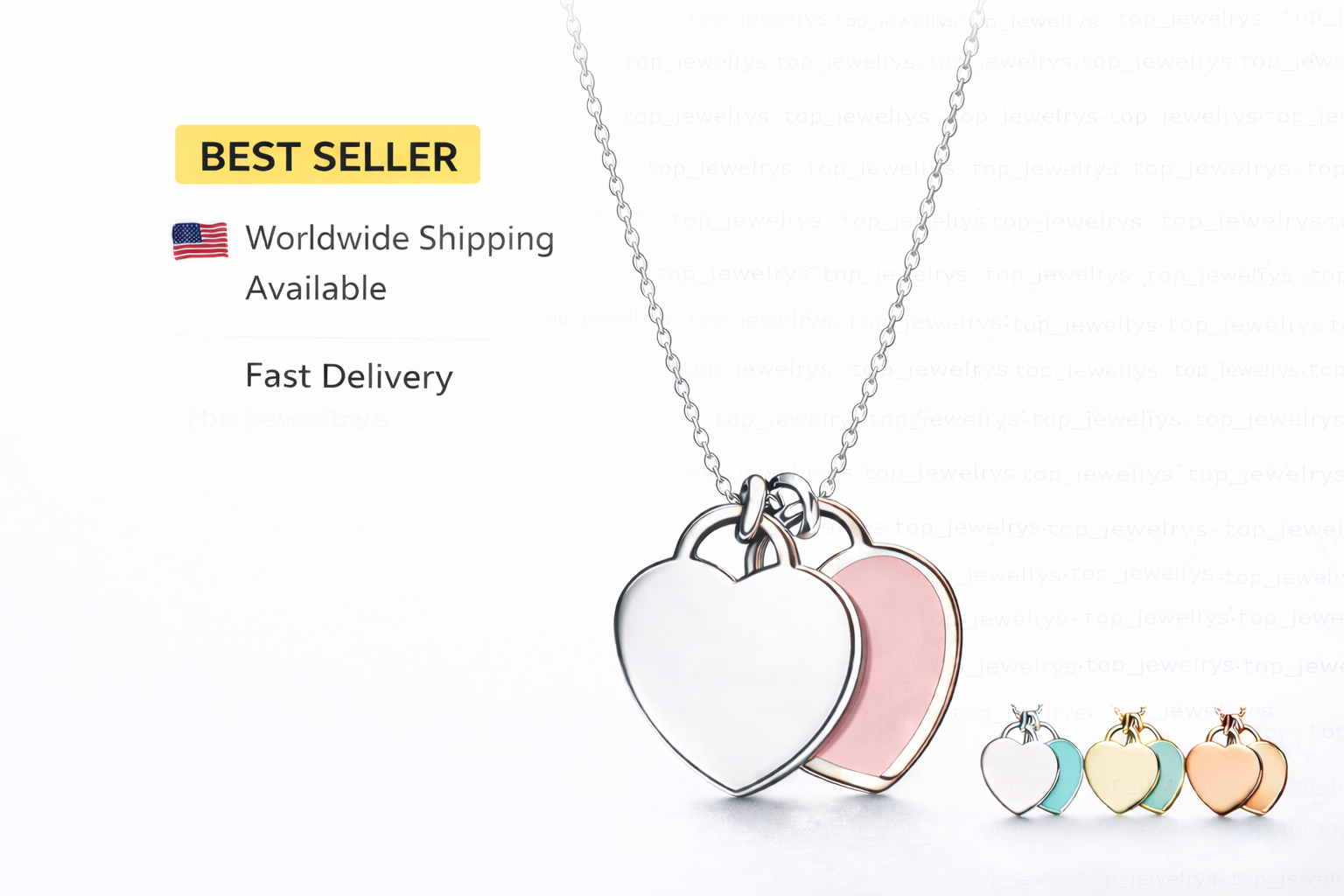 Designer Double Heart Necklace for Women, Fashion Love Pendant Jewelry, Gift for Her, Daily Wear