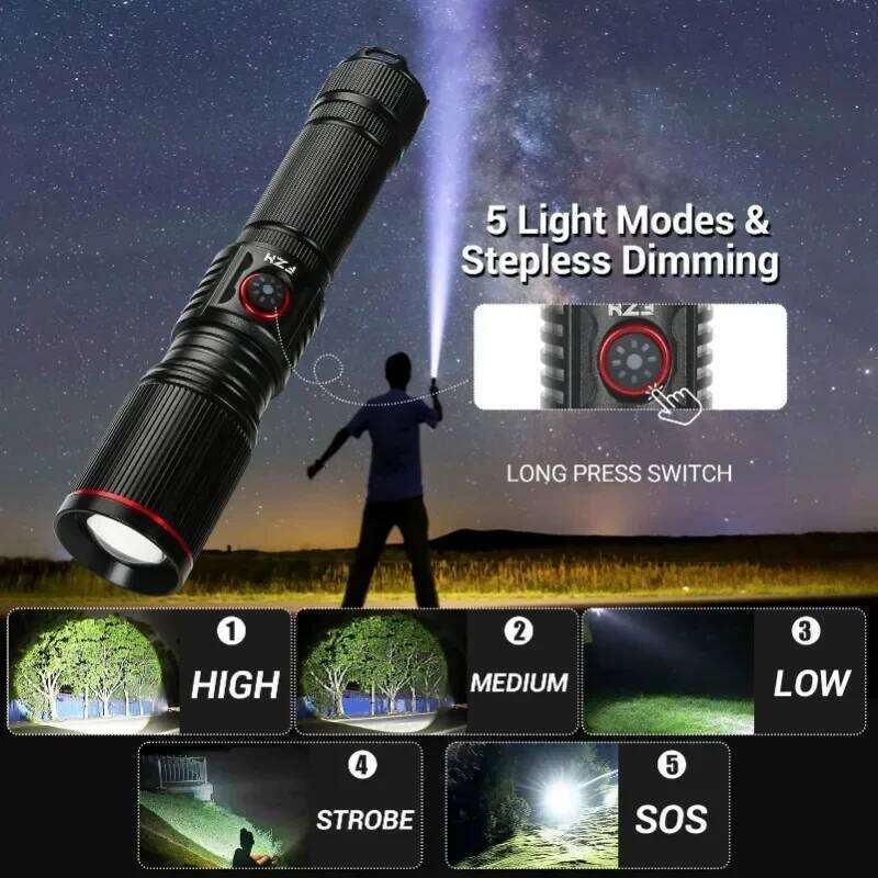 Portable Powerful White Laser LED Flashlight Tactical Zoom Torch USB Rechargeable 18650 Battery Camping Fishing Lantern H260131