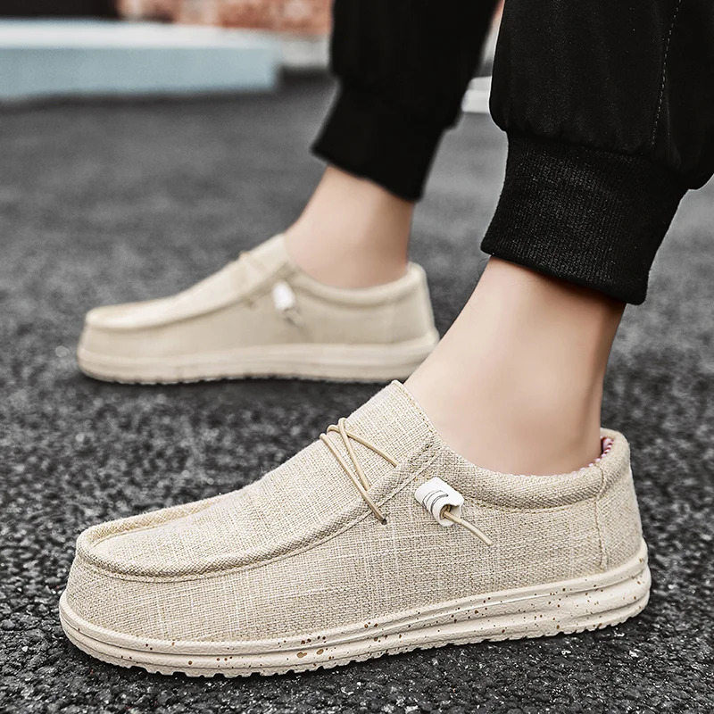 Men Shoes Casual Canvas Loafers Shoes Light Breathable Flats Leisure Male Vulcanized Shoes Walking Sneakers Plus Size 39-46 260126