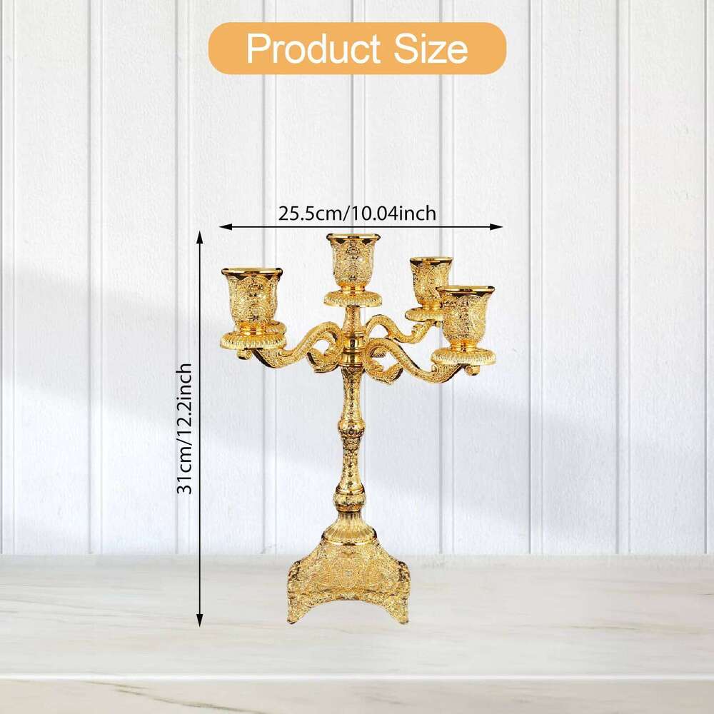 5 Arm Candlestick Holder Table Candelabrum Silver Gold Candle Stand Wedding Candelabra for Kitchen Fireplace Candlelight Dinner Y260131