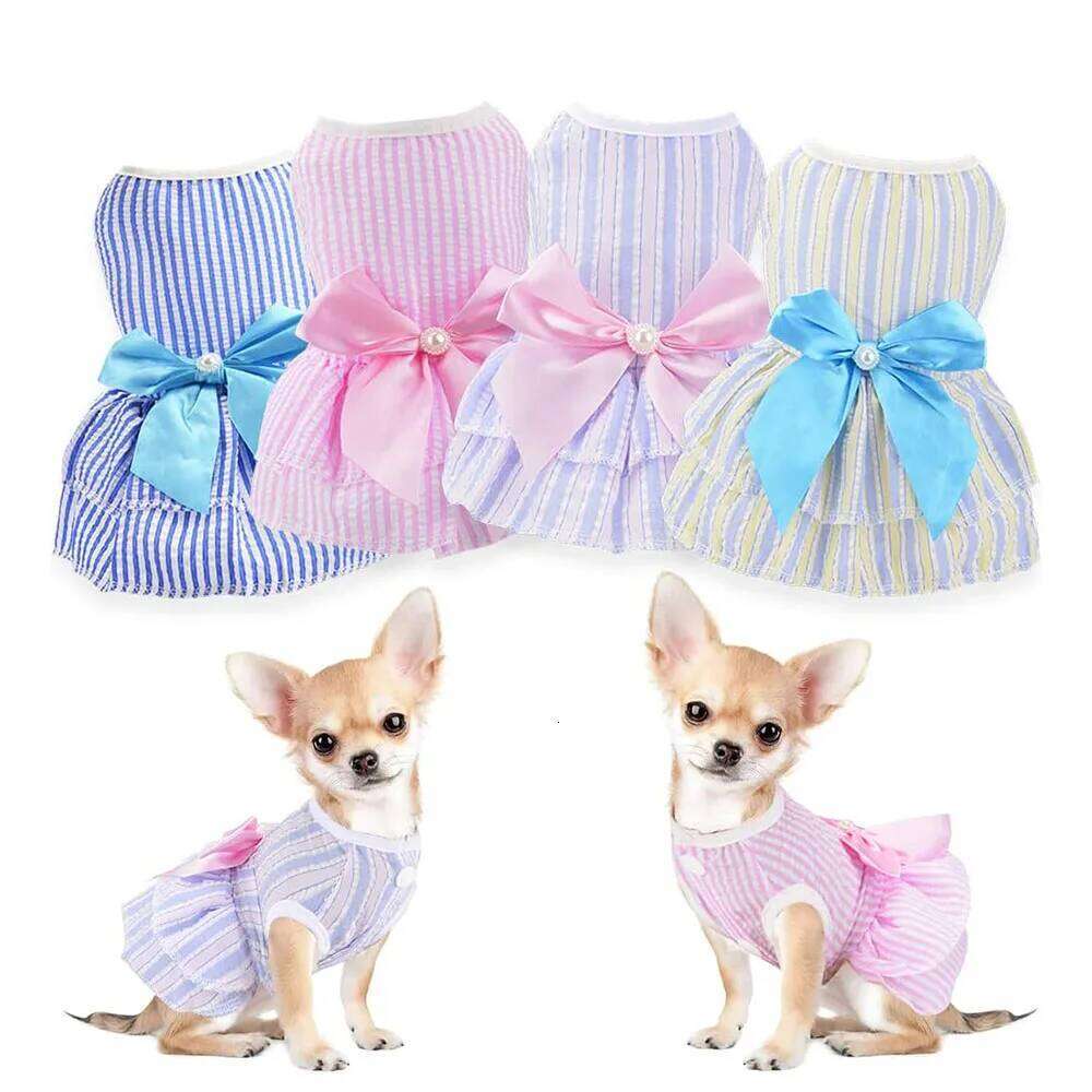 Dog Dresses Girl Puppy Dress Summer Pet Clothes Outfit Apparel Cute Cat Skirt Female Tutu Clothing for French Bulldog Chihuahua H260130