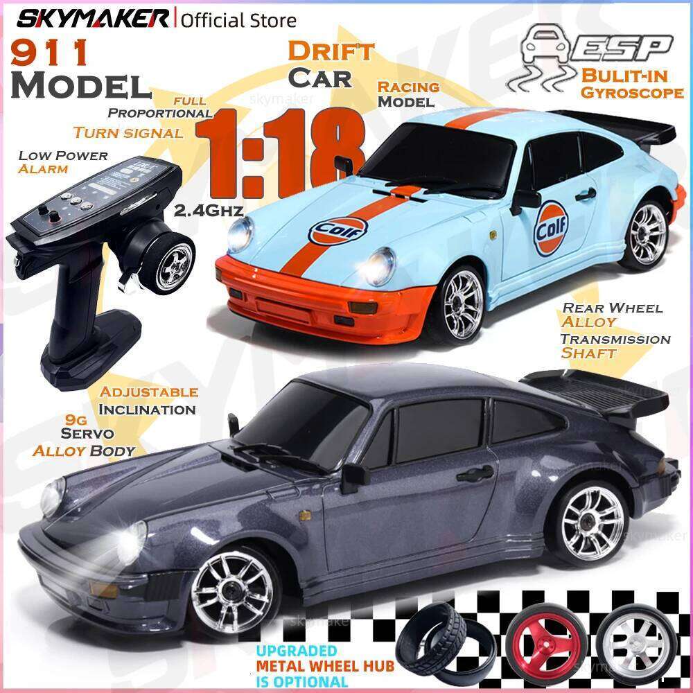 Skymaker LDRC 1/18 RC Drift LD1898 911 Mode 2.4GHz with Gyroscope on-Road Alloy Body Shell Racing Car for Children Gifts Y260131