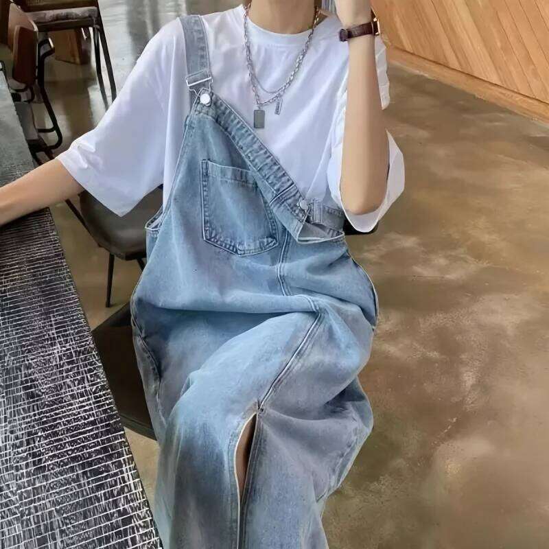 Spring Summer Denim Overall Dress Women Sleeveless Jeans Fashion Female Solid Slip Casual Loose Spaghetti Strap Dresses XJ260131