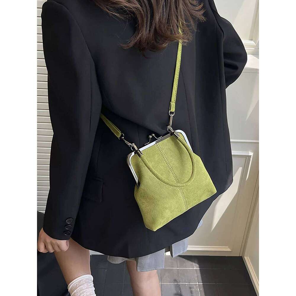Bag Women Retro Metal Clip Buckle Clutch Autumn/Winter Texture Faux Suede Party Handbags Chic One Shoulder Bags Birthday Gift XJ260131