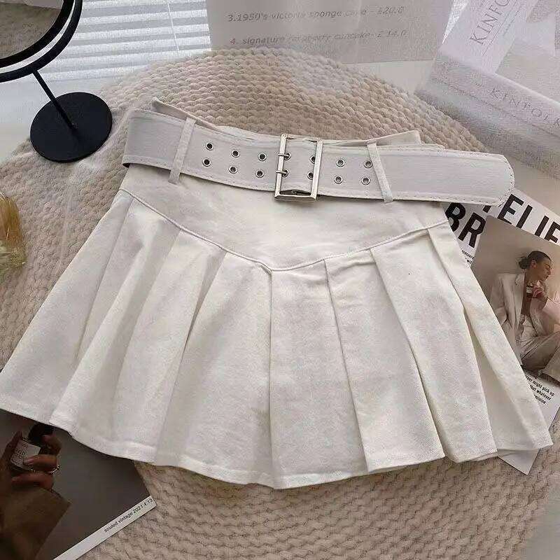 Pleated Skirts Women Korean Style Fashion High Waist Hotsweet Solid All-match Summer Students Chic Streetwear Vintage Popular XJ260131