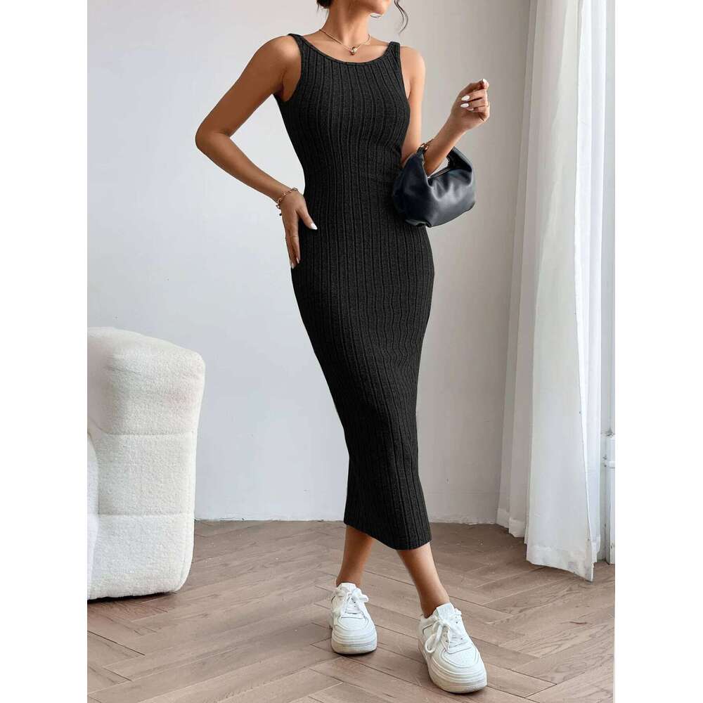 A slimming form-fitting knitted dress with a European and American style XJ260131