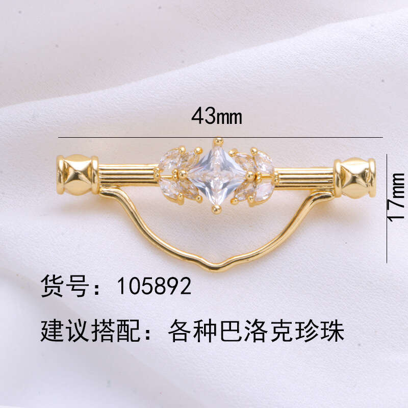 DIY Vintage Palace Carved One-word High-end Versatile Pearl Exquisite Brooch Can Be Hung Pendant